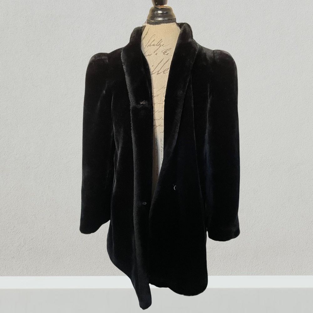 Vintage black faux fur coat